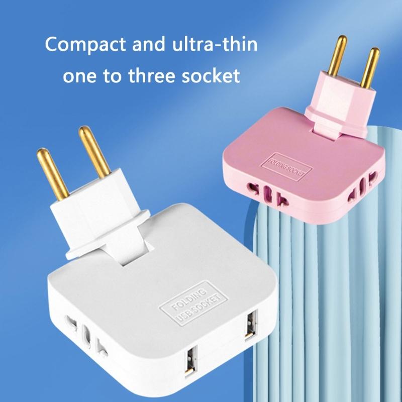4.8mm EU Rotatable Power Socket Expander with 2 Plugs and 2 USB Charging Port for Travel Charging