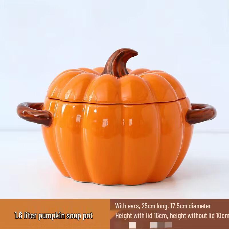 

ZISIZ Ceramic Pumpkin Soup Pot with Lid