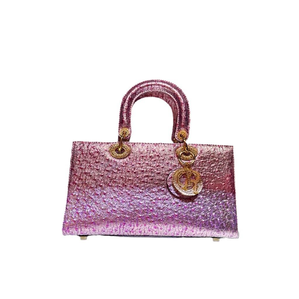 2025 Women's Luxury Ostrich-Pattern Leather Handbag - Versatile Shoulder & Crossbody Bag