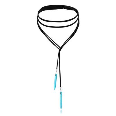 1PC Gifts Festival Vintage Pendant Sweater Chain Necklace Commuter Turquoise Long Jewelry Bohemian Women Fashion Unique