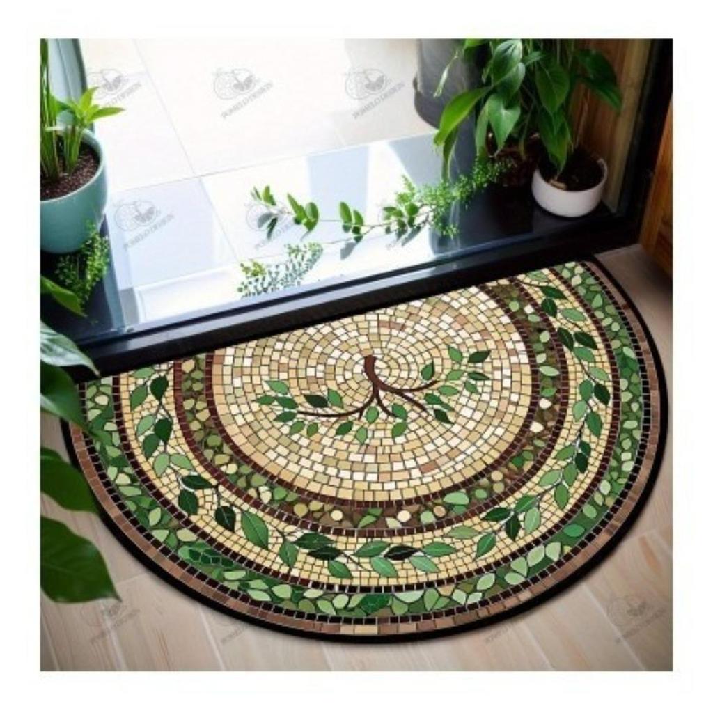 Half Round, Stone Patterned Floor Mat, Thick, Soft, Suede, Suitable for Porch and Living Room Decoration, Machine Washable, Anti Slip, Wear-resistant