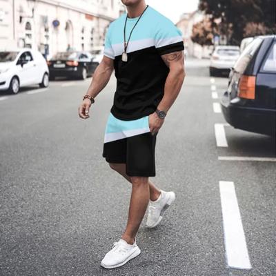 Men's Tracksuit 2 Piece Set Summer Solid Sport Hawaiian Suit Short Sleeve T Shirt and Shorts Casual Fashion Man Clothing