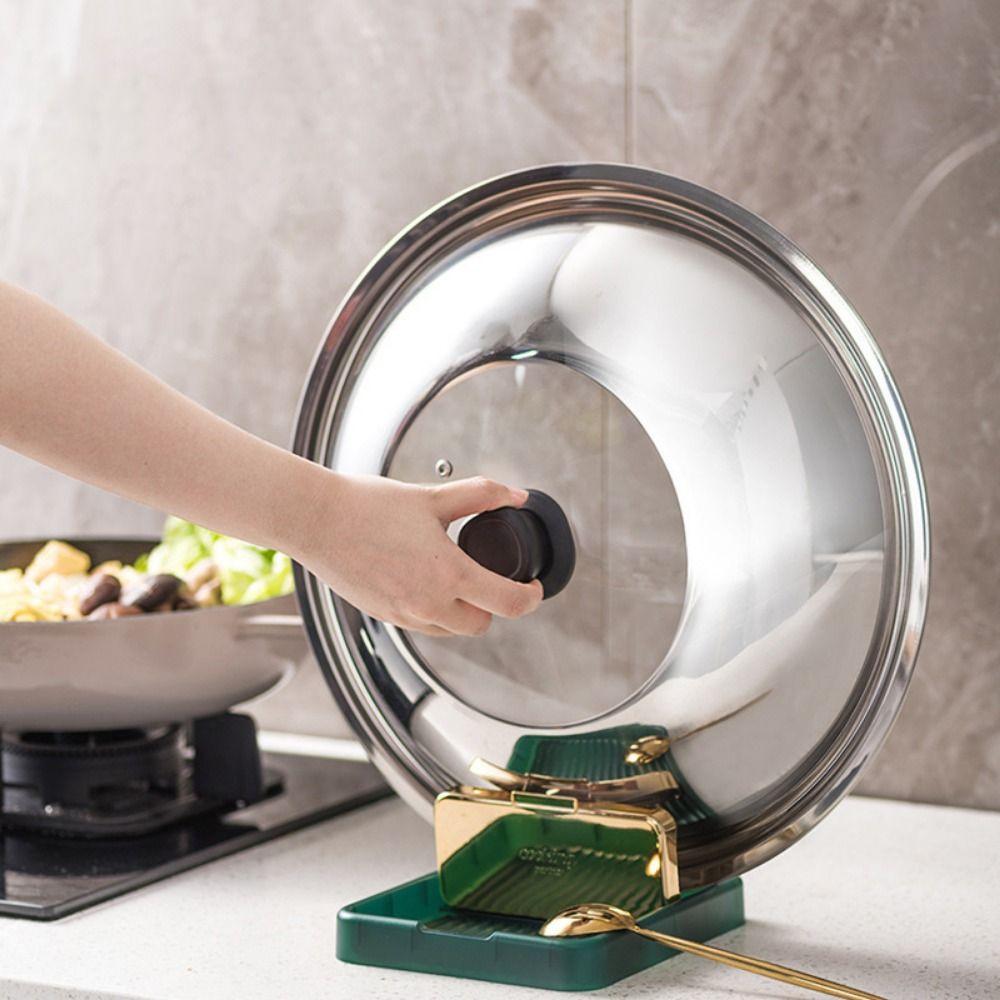 Non Slip Foldable Heat Resistant Pot Lid Holder Soup Spoon Rack Kitchen Organizer Pan Covers Stand