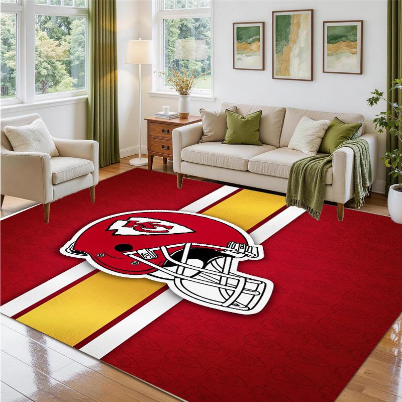 Kansas City Chiefs Design Crystal Velvet Rug Soft Decorative Mat for Bedroom Entrance