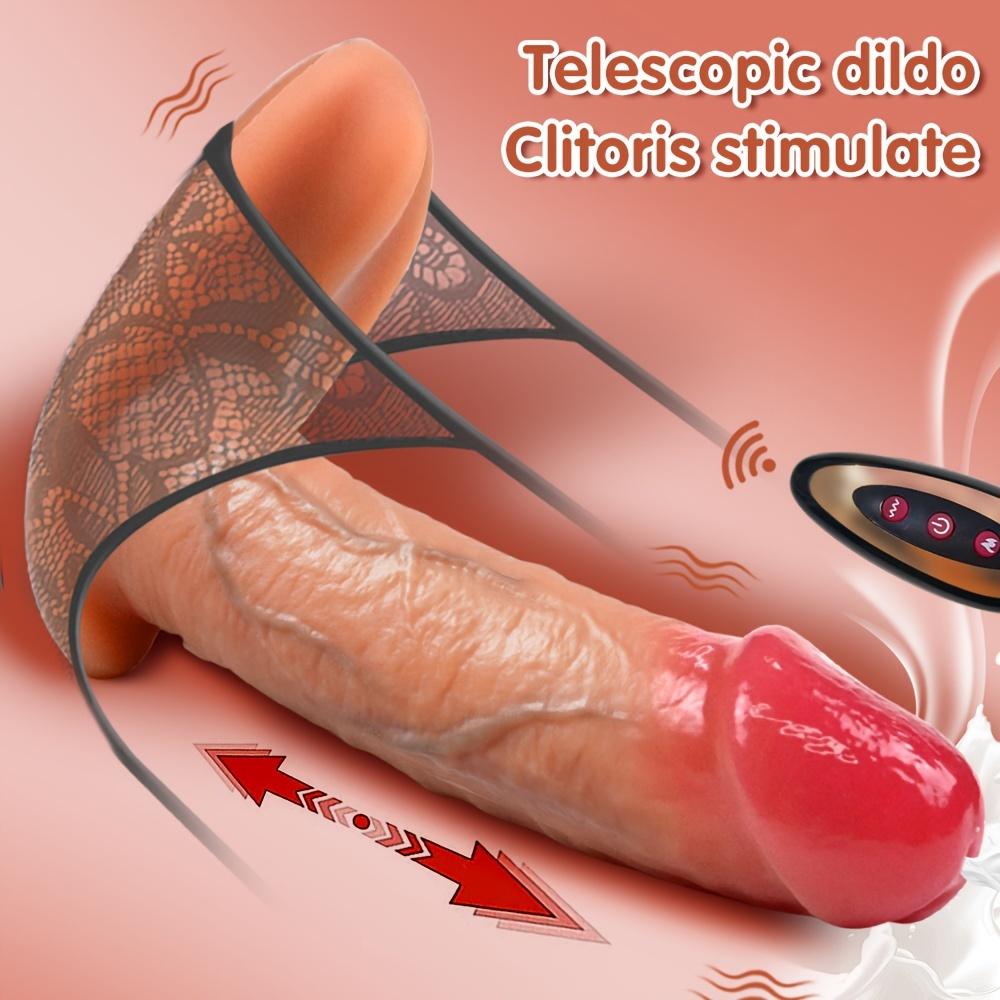 Nositelné tahací dildo Vibrační erotické hračky,Vibrační realistické dildo pro bod G s 9 teleskopickými 9 vibračními režimy, Dilda pro dospělé na dálkové ovládání