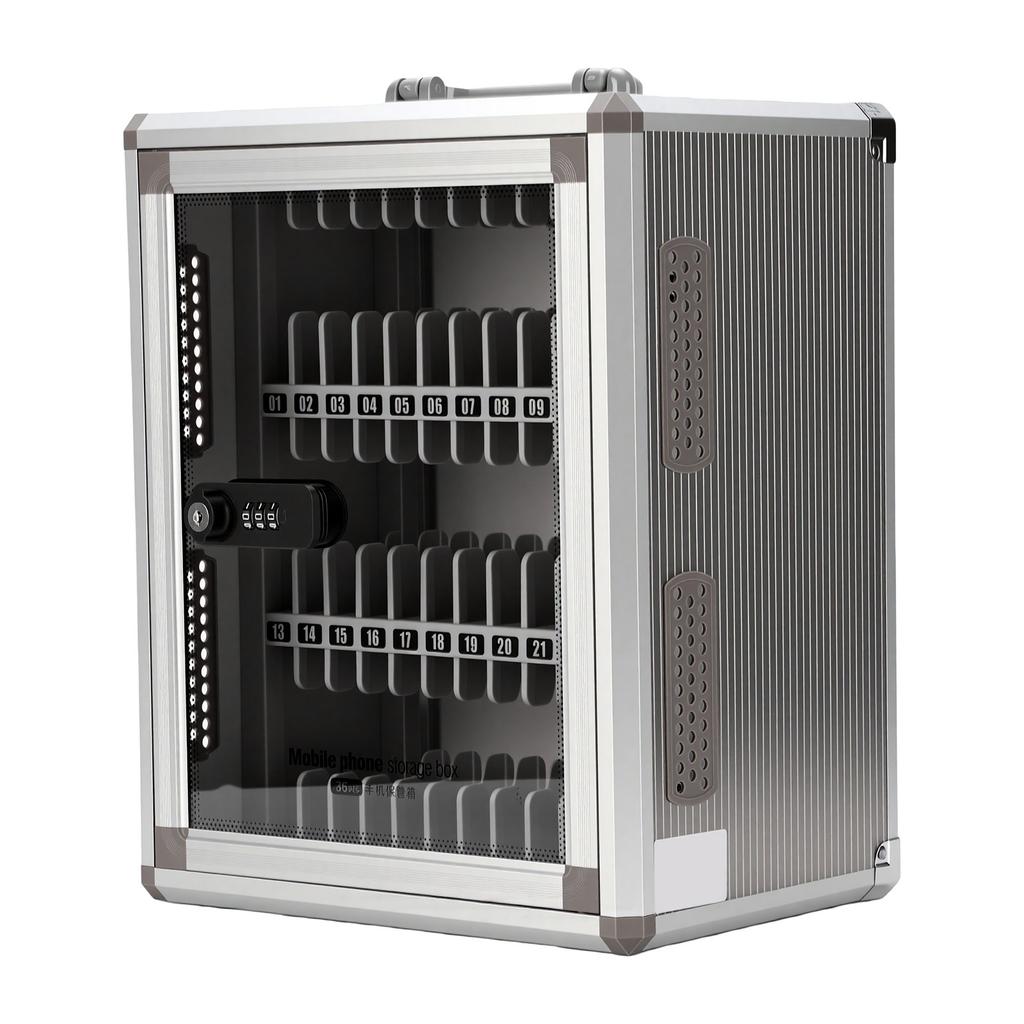 Cell Phone Locker 36 Slots Wall Mountable Phone Storage Cabinet with Mechanical Password Lock and Emergency Key for