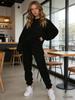 European & American Autumn/Winter Corduroy Solid Color Pullover with Foot-tie Pants Set