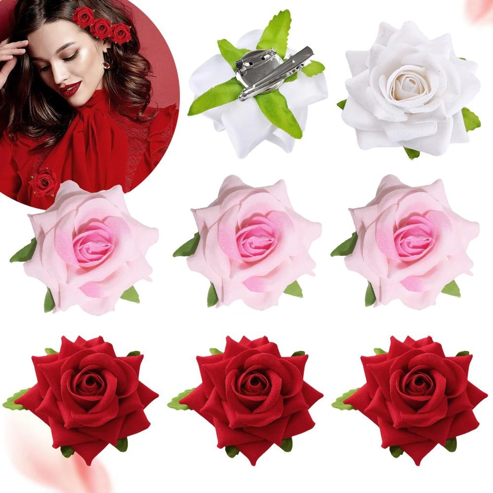 3Pcs Fashion SummerBill Hair Clips Rose Flower Hair Decoration  Clips Dual-Purpose Brooch  Multi-Purpose Accessories