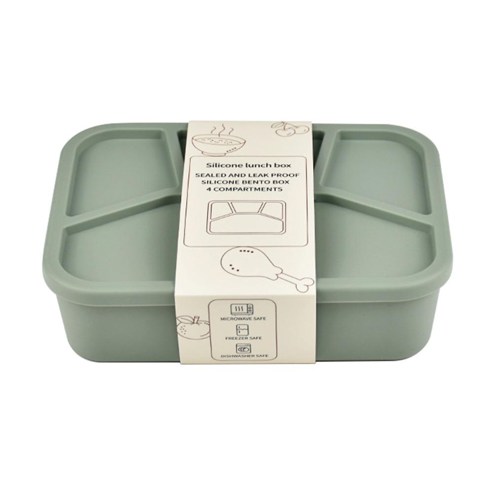 Temperaturbeständige Silikon-Lunchbox Auslaufsicher 4 Fächer Essensbox Tragbar Verdickt Lebensmittelaufbewahrungsbox Büro
