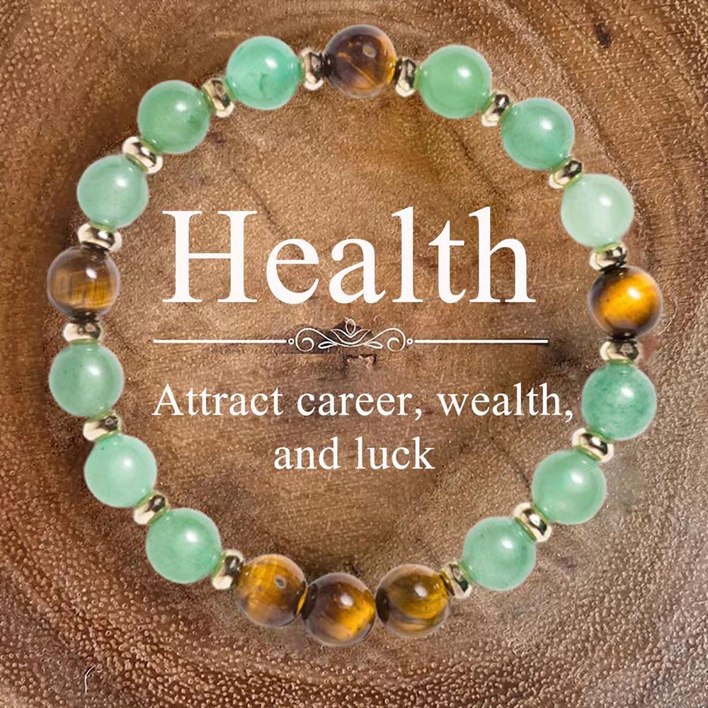 Festive Gifts Green Aventurine Tiger Eye Beaded Bracelet Natural Fashion Jewelry For Men Women Daily Wear Gift