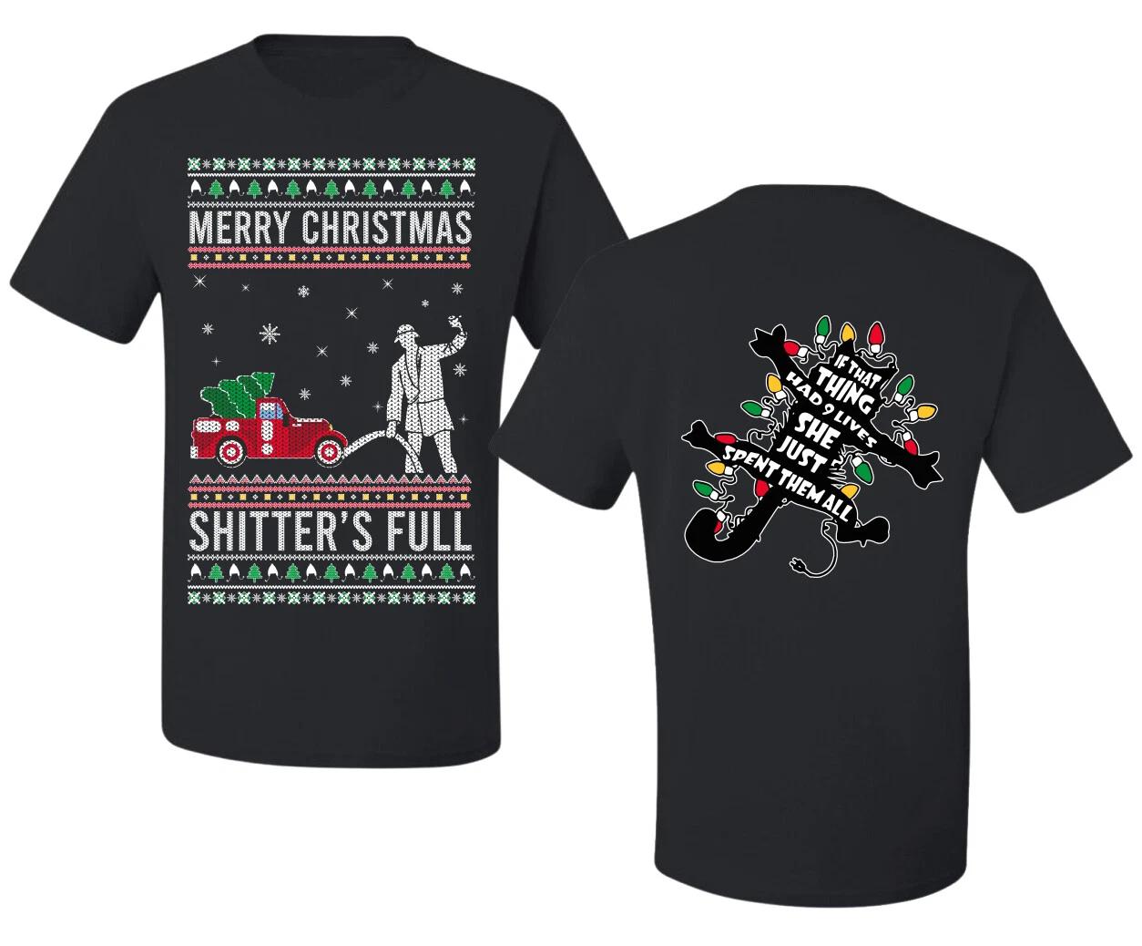 Merry Christmas Shitters Full Front and Back Men Graphic T- Shirt L
