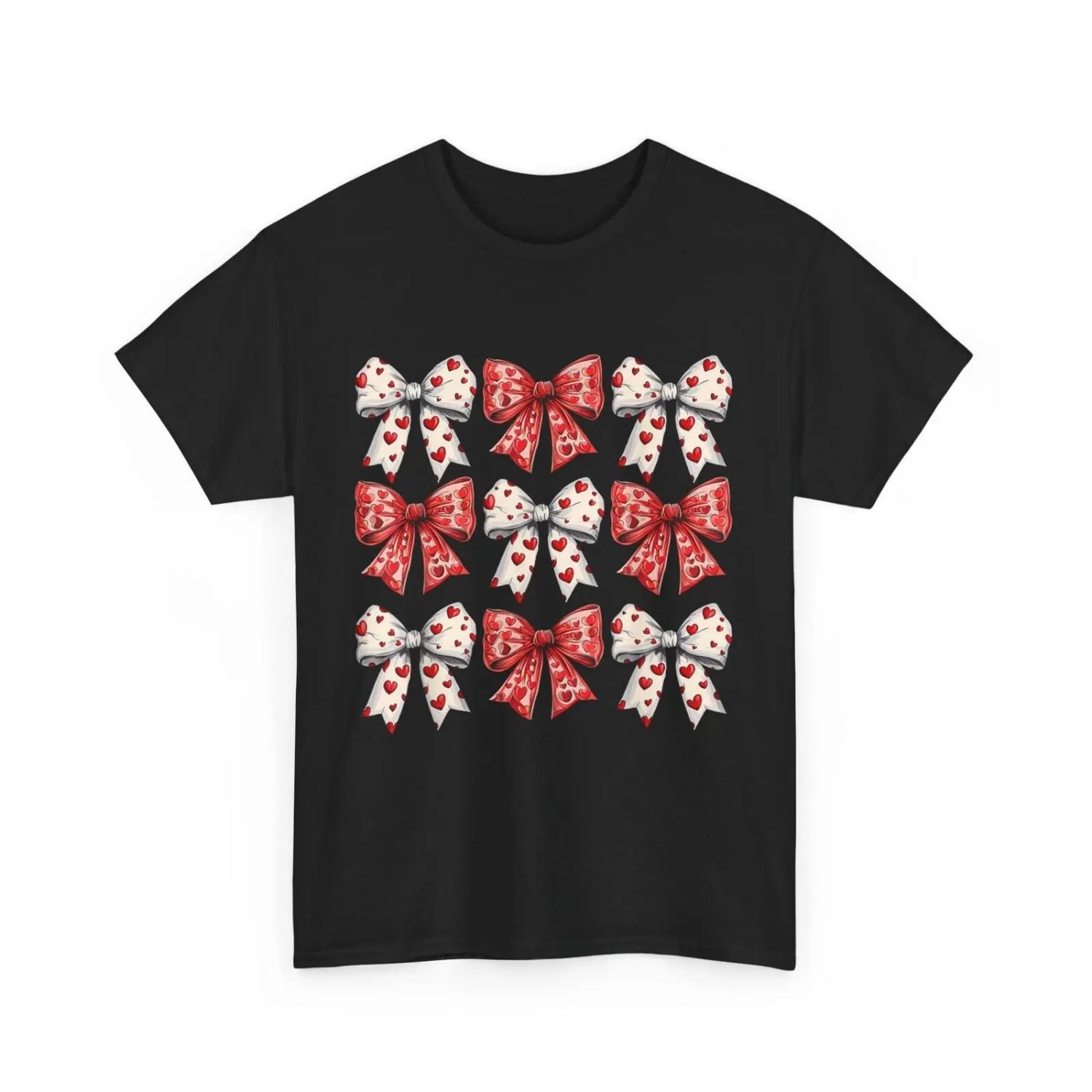 Ретро Валютин День Сердце Кокетка Бант Женская Футболка S чёрный