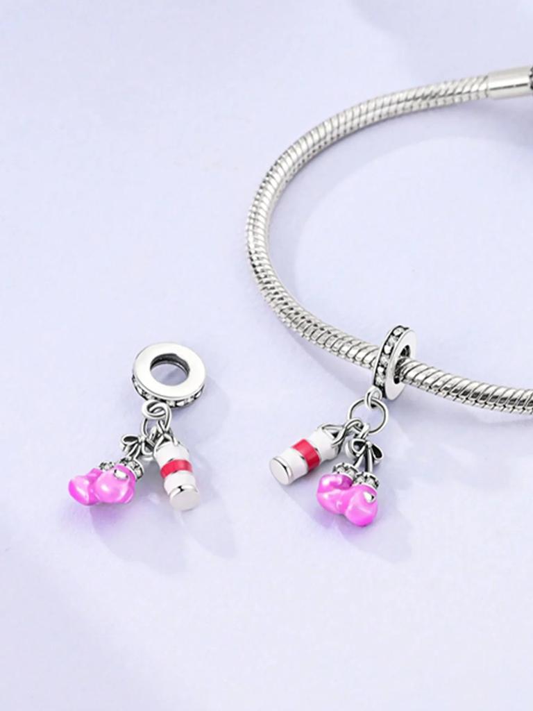Charms Plata Copper Colors Butterfly Clip Boxing Gloves Bead Charm Pendant For Original Bracelet For Women Diy Jewelry Love Gift