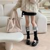 Lolitas Plush Ball Ruffle Frilly Leg Warmers Knitted Leg Sleeves Goth Crochet Ankle Heap Socks JK Uniform Foot Cover