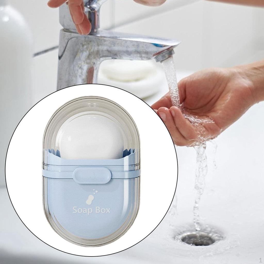 Travel Soap Box Closable Dish Portable Bar Holder, Sealing Case with Lid for Holiday,