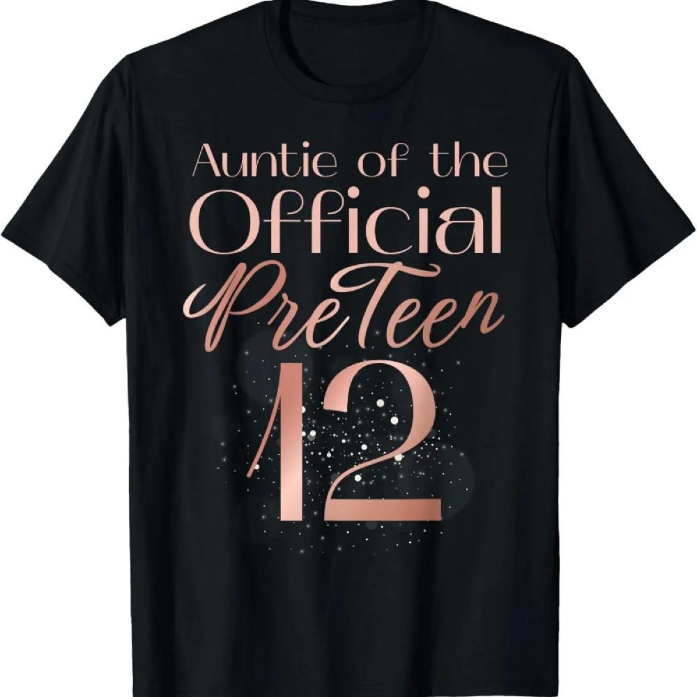 

Auntie of the Official PreTeen 12 Rose Golden 12th Birthday T-Shirt XXXL чорний