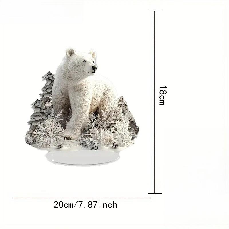 2D Flat Acrylic Polar Bear Desktop Decoration, Animal Theme, with Base, Suitable for Wall Decoration, Porch, Room, Villa, Accents Home, Hallway, or Wo
