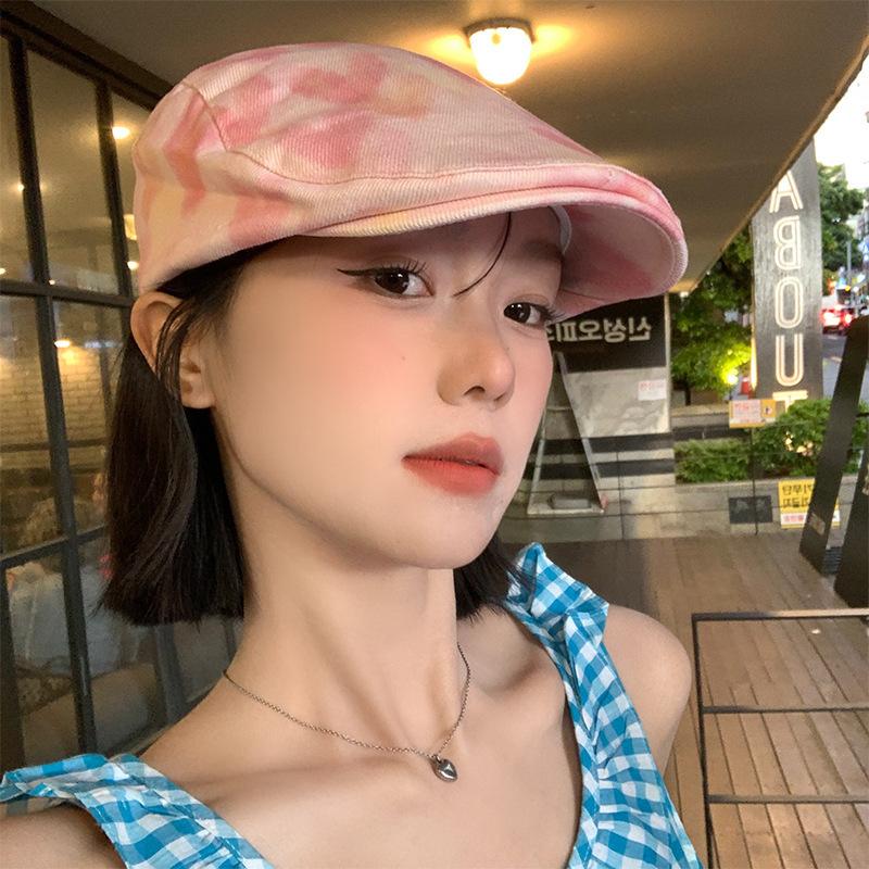Korean Version Of Niche Pink Love Forward Hat Women'S Summer Sweet Versatile Beret Outdoor Travel Sun Hat