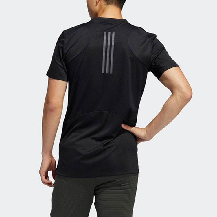 Adidas Solid Color Training Sports Short Sleeve T-Shirt Men Tops Black GL7305