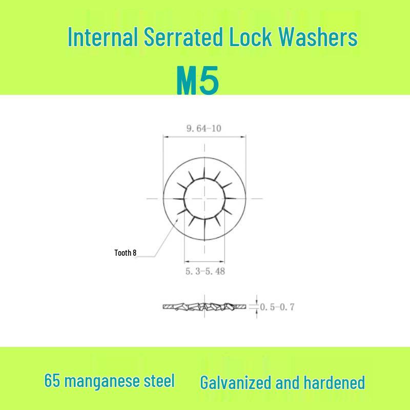 M3-M30 Blackened 65 Manganese Steel Multi-Tooth Inner Lock Washer (GB861.2)