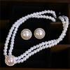 Elegant Vintage Pearl Necklace Earring Set Women Party Wedding Daily Decoration Jewelry