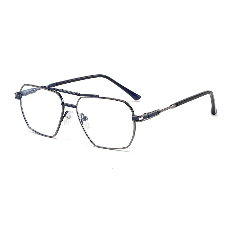 New Business Polygonal Frame Anti-Blue Light Double-Beam Frame Blue Light Glasses for Men Metal Frame Computer Glasses 6008