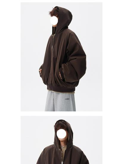 Trendy Reversible Rabbit Fur-Style Cotton Jacket - Men's Winter Retro Cool Hooded Coat, Versatile & Warm for Couples