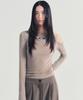 Nigaennikol Twist Cut Out Ribbed Sleeve Top_Brown