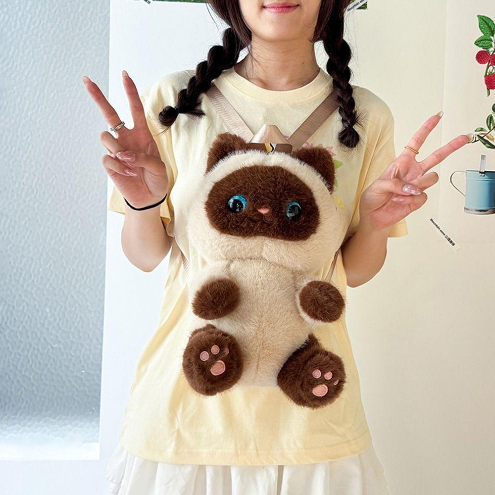 Soft Stuffed Animal Backpack Big Eyes Kitten Plush Doll New Cat Plush Backpack for Children