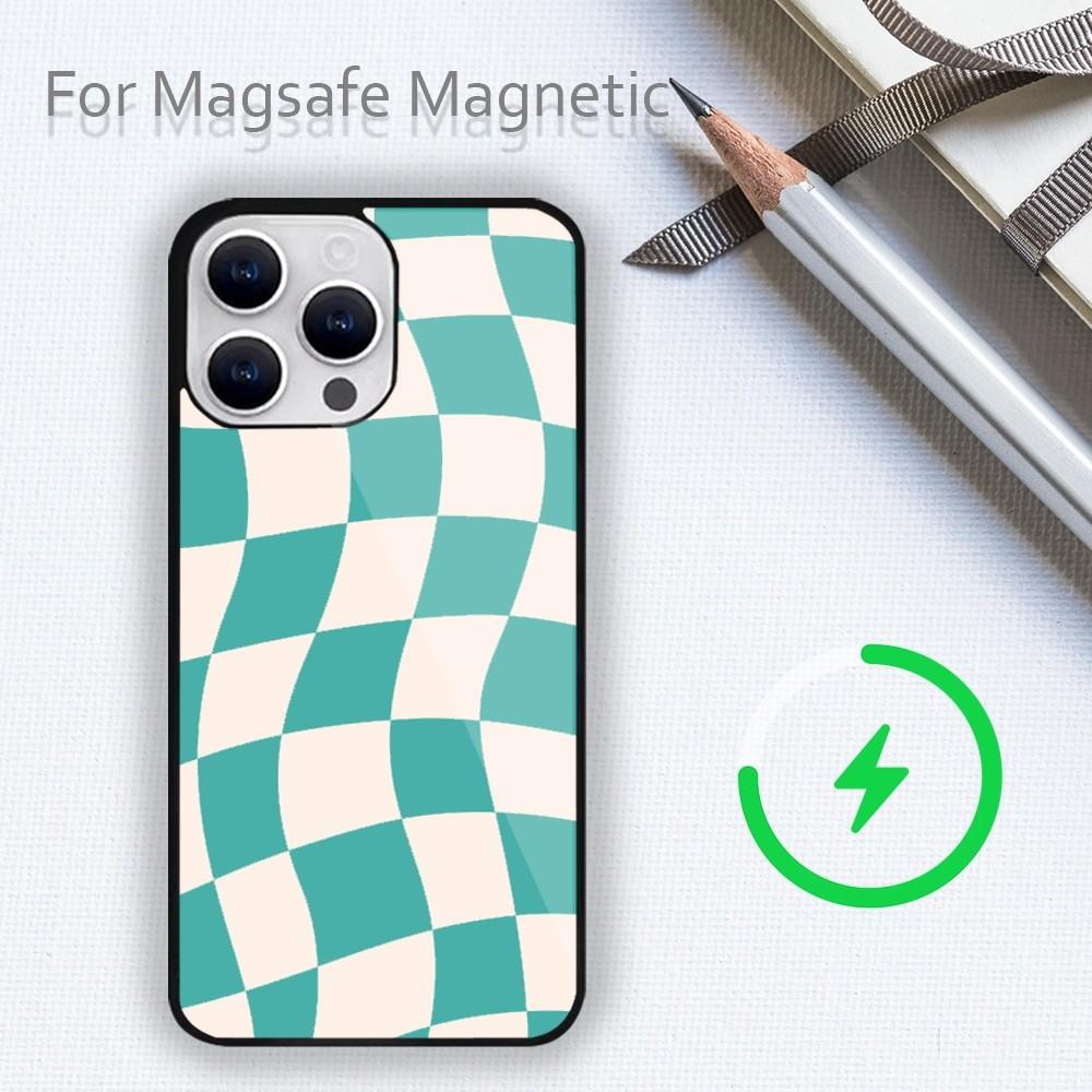 Crazy Checkered Phone Case For iPhone 15 14 13 12 11 Plus Pro Max Magsafe Magnetic Wireless Charging