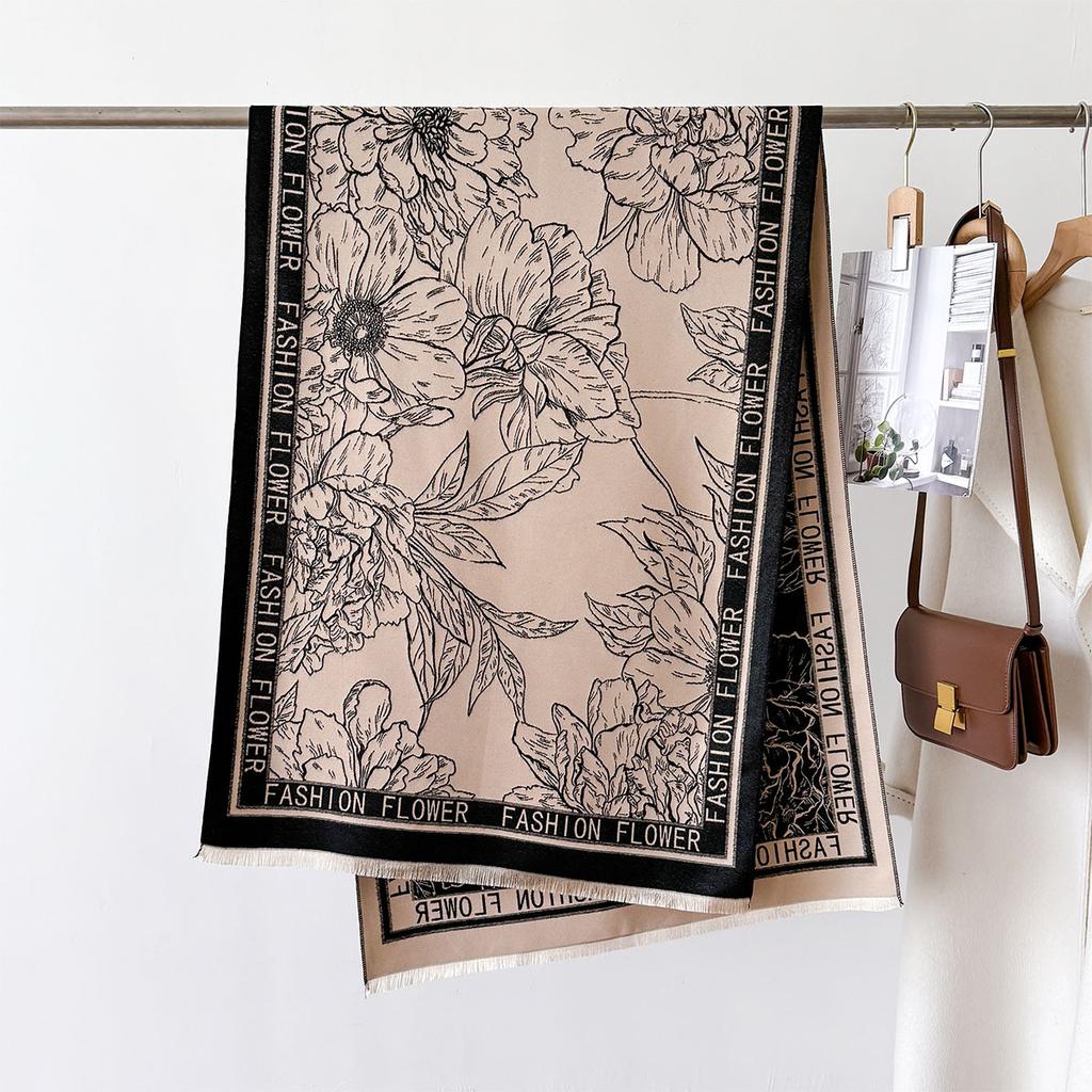 Cashmere Scarf Women Winter Classic Plaid Thicken Student Long Shawl Female Flower Wraps Neck Thicken Warm Blanket Scarves