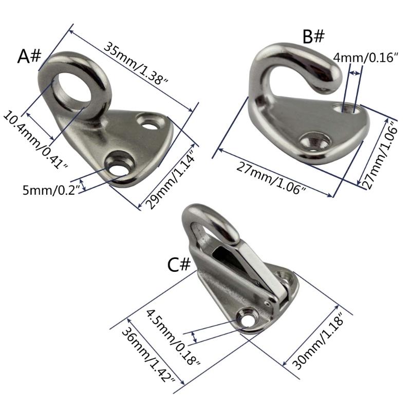 Upgraded Hook Marine Grade 316 Stainless Steel Spring Hook Boat Ship Hardware Quick Fixing 5-piece/set