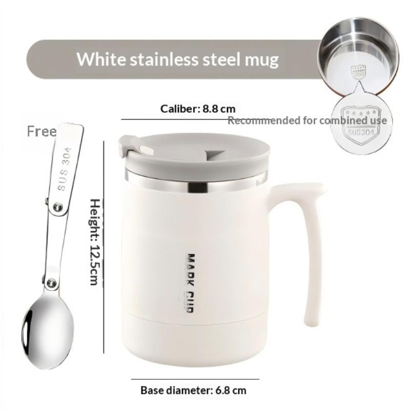 1Pcs Double Wall Thermal Coffee Mug Stainless Steel With Spoon Cold Water Drinks Metal Tumble 500ml