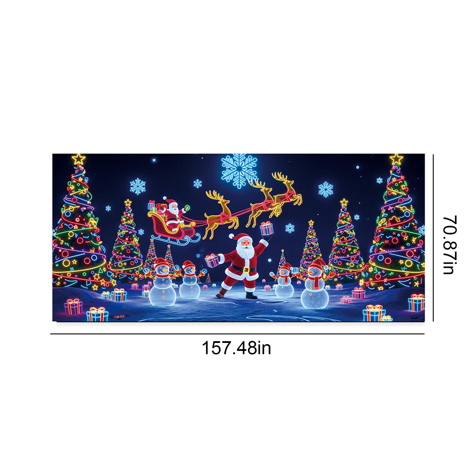 

2D Flat Christmas Garage Door Cover Banner UV Activated Large Glows in Dark Holiday Xmas Wall Decor for Holiday Party
