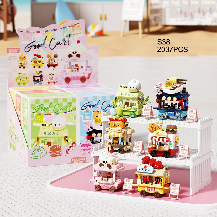 Non-Toxic Mini Food Cart Street View Building Blocks Micro Particle Diy Handmade Toys For Kids Creative Gifts Sets