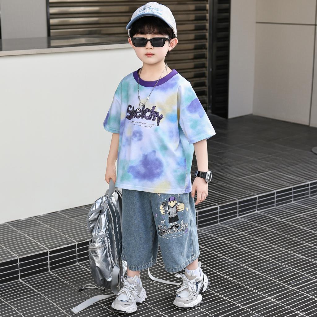 Boys' Summer Clothes 2026 New Summer Set, Stylish Children's Cool and Handsome Short Sleeved Summer Two-piece Set for Boys