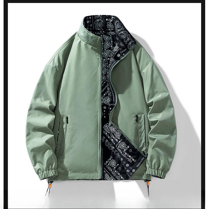 

Весенне-осенняя двусторонняя куртка, мужская модная куртка с принтом, свободного кроя, повседневная, больших размеров 3XL зелёный