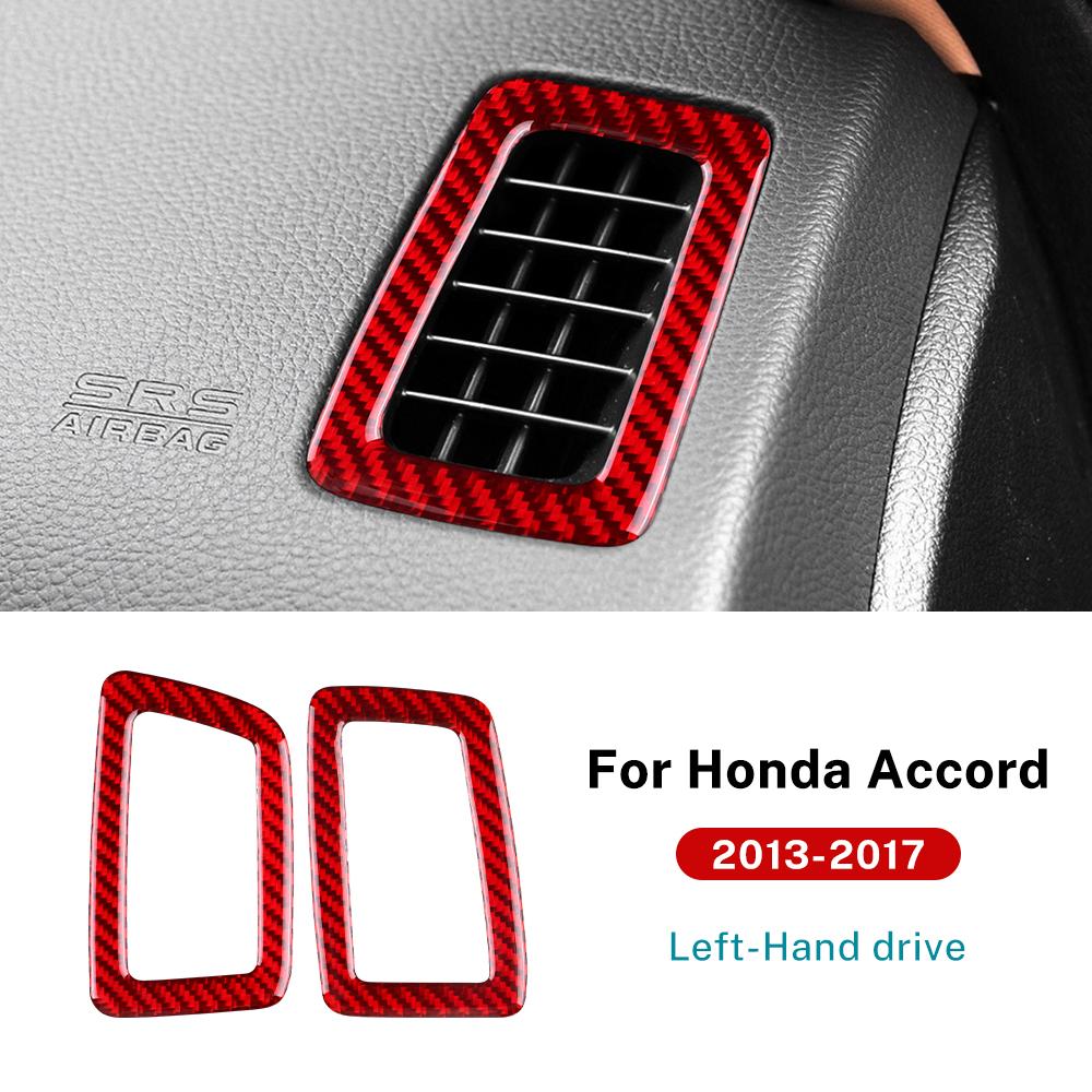 Real Soft Carbon Fiber Sticker For Honda Accord 2013 2014 2015 2016 2017 LHD Car AC Switch Frame Interior Trim Accessories