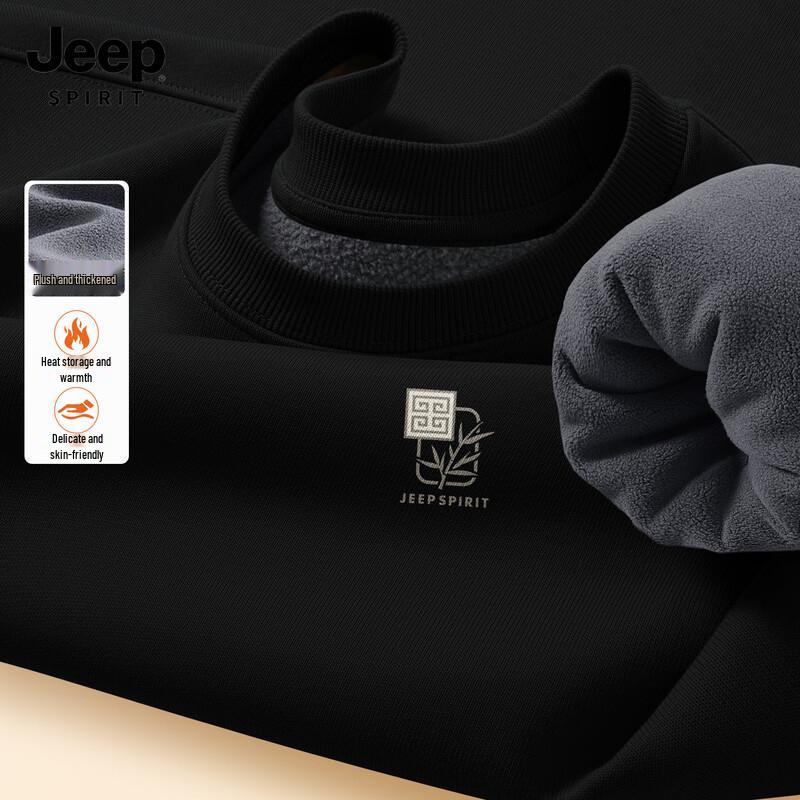 JEEP SPIRIT Herren Fleecegefütterter Rundhals-Pullover