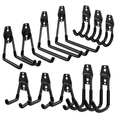 Heavy-Duty Black Garage Hooks for Bicycles and Garden Tools