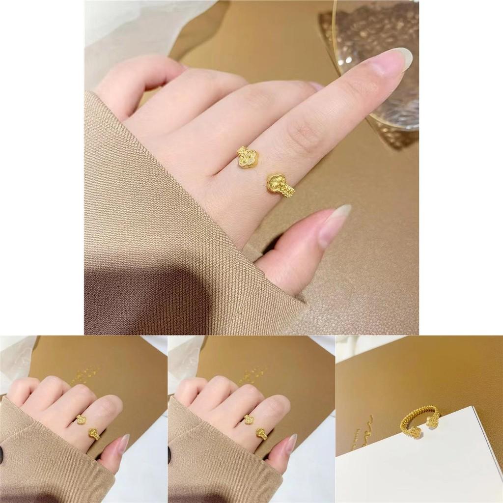 Elegant Brass Gold Plated Open Adjustable Ring With Enchanting Floral Motif For Ladies