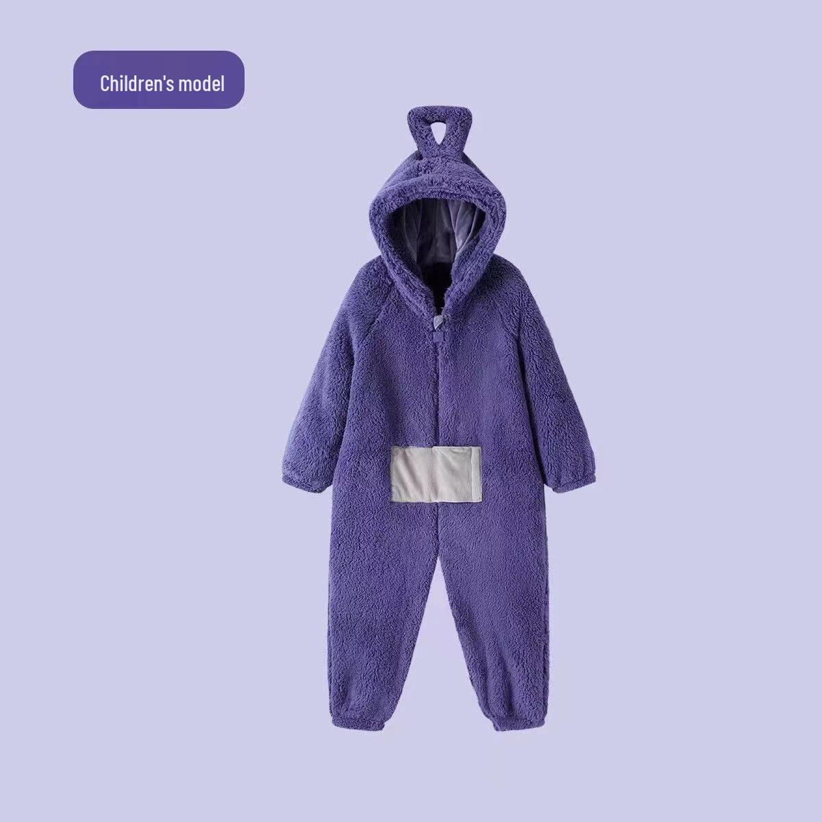 2025 Winter Wearable Kids  Coral Fleece Teletubbies Pajamas – Plus Velvet Thickened Homewear 130
