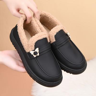 Winter New Leather Waterproof Cotton Boots Women's Velvet Thickened Warm Snow Boots Medium and Old Fashion Casual Mother Shoes