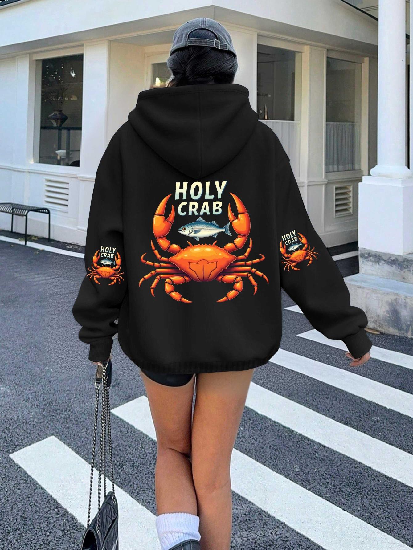 

Толстовки женские Holy Crab Retro Crab Fish XXL чёрный