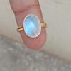 Rose Cut Rainbow Moonstone 925 Sterling Silver Yellow Gold Overlay Ring Jewelry