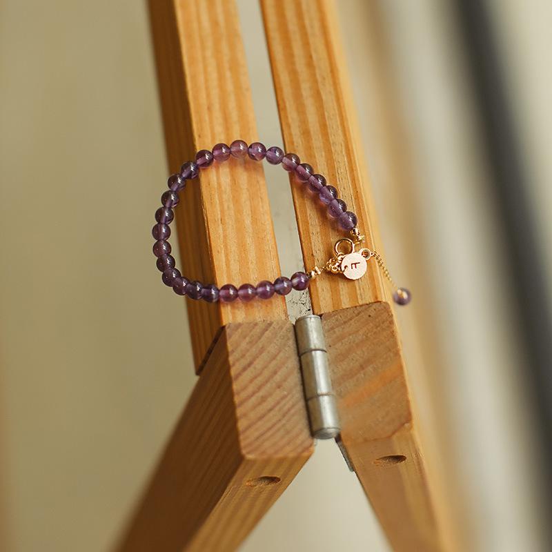 Qiaoen Exquisite Natural Uruguay Amethyst Crystal Bracelet for Girls