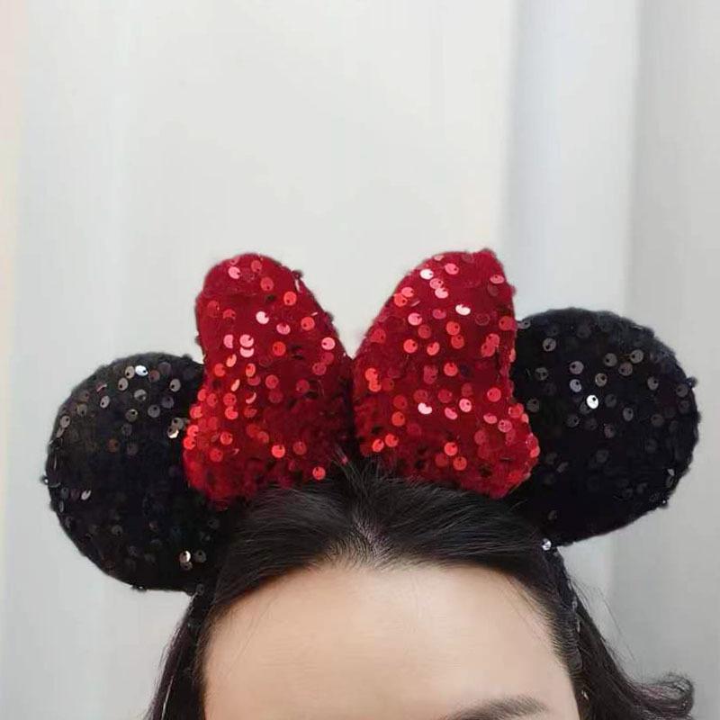 Sequin Bow Princess Mickey Minnie Mouse Headband & Hair Clip for Adults & Children