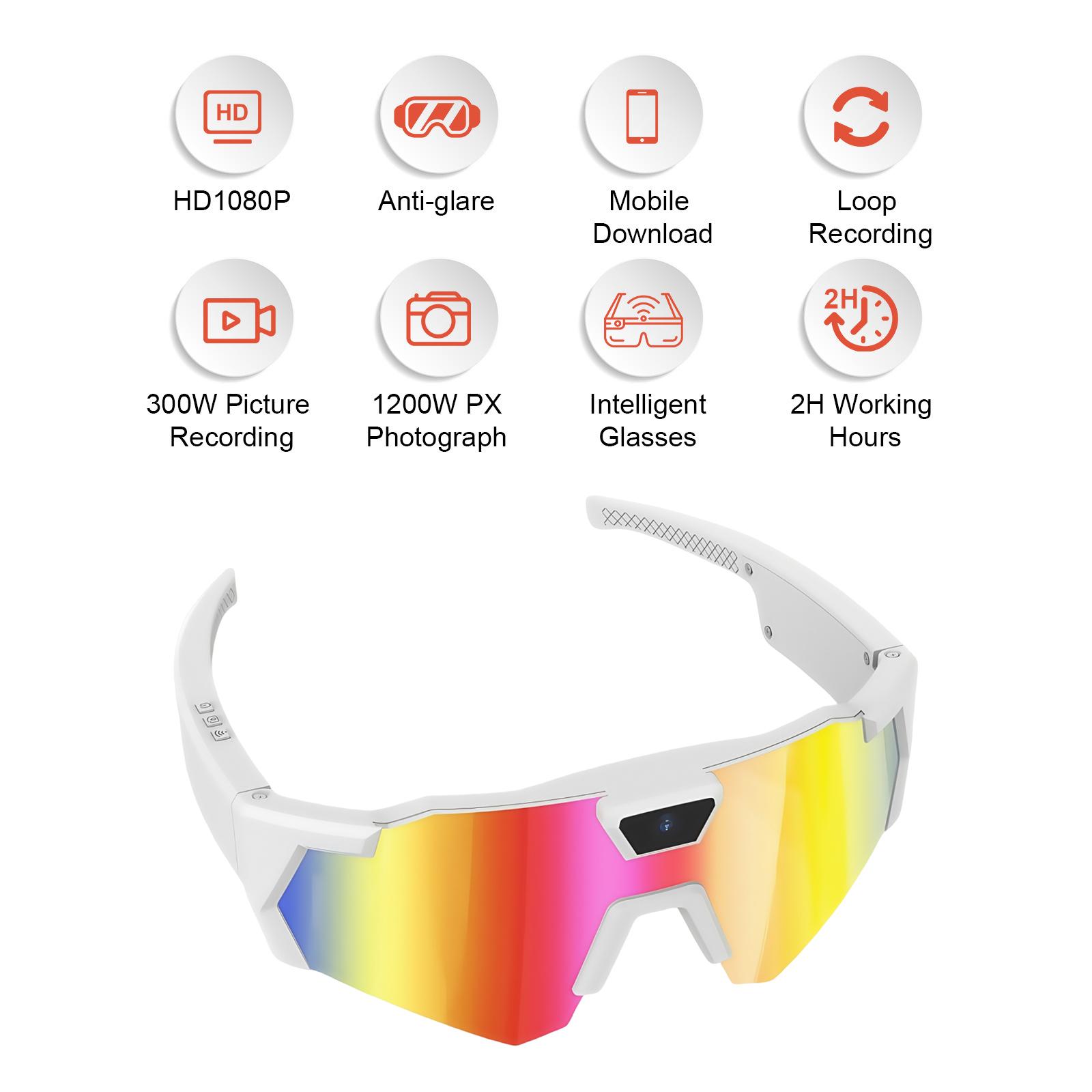 

POV Sports Glasses Anti-Glare Smart Walk Cam Sunglasses Lightweight Windproof Ski Goggles Motorcycle Bicycle Driver Recorder