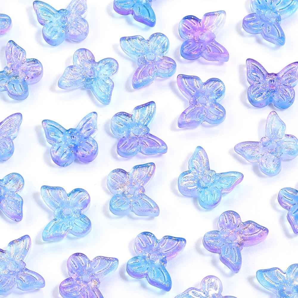 50pcs/lot Colorful Butterfly Czech Glass Beads Lampwork Spacer Beads For Jewelry Making DIY Bracelet Clothing Headwear Findings