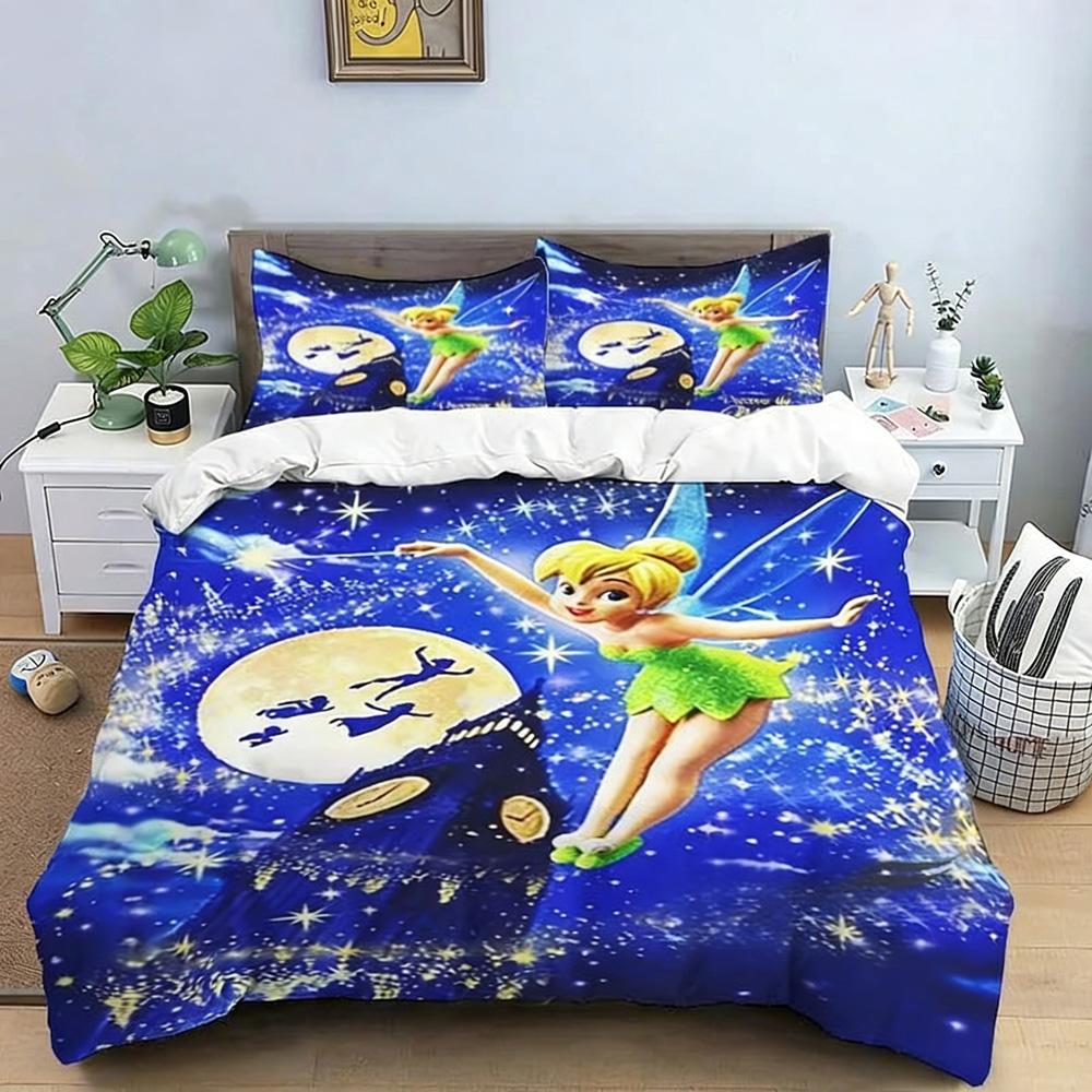 Cartoon Tinker Bell Duvet Cover Pillowcase Monster Bedding Set Boy Girl Bedroom Decoration Children Single Double Size